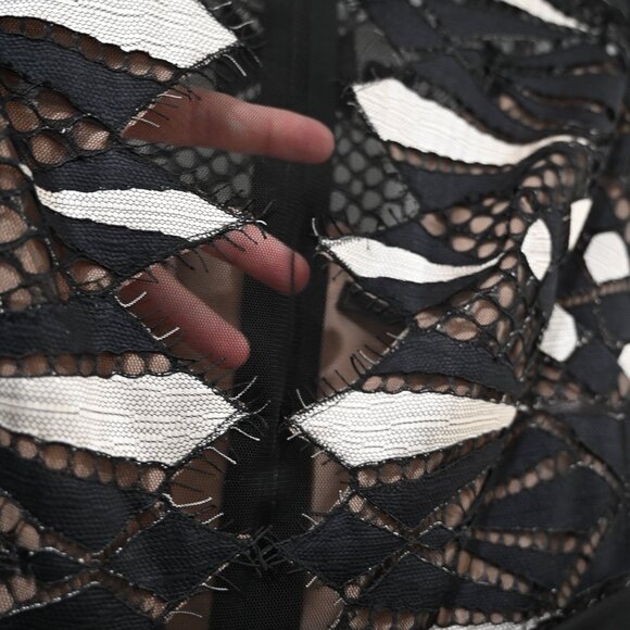 BCBGMaxAzria Size 4 Kailey Sleeveless A-Line Dress in Black Lace Handkerchief - Picture 6 of 10